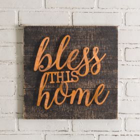 Bless This Home Sign - Rustic Home Decor with Inspirational Quote for Wall Hanging