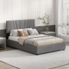 Full Upholstered Platform Bed with Lifting Storage, Full Size Bed Frame with Storage