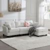 92*63"Modern Teddy Velvet Sectional Sofa,Charging Ports on Each Side,L-shaped Couch with Storage Ottoman