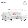 92*63"Modern Teddy Velvet Sectional Sofa,Charging Ports on Each Side,L-shaped Couch with Storage Ottoman