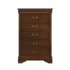 Traditional Design Bedroom Furniture 1pc Chest of 5x Drawers Brown Cherry Finish Antique Drop Handles Furniture