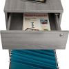 Techni Mobili Rolling Two Drawer Vertical Filing Cabinet with Lock and Storage, Grey