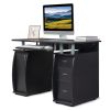 FCH 115* 55*74cm Black PB Wood 15mm Portable 1pc Door with 3pcs Drawers Computer Desk