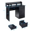 FCH 110*50*95cm Particleboard Paste Triamine Desktop Storage Layer Three Drawers Computer Desk Black Wood Grain