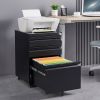 3 Drawer Mobile Locking File Cabinet, Rolling Filing Cabinet for Letter/A4 Size With 5 Wheels