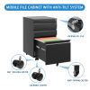 3 Drawer Mobile File Cabinet with Lock,Metal Filing Cabinets for Home Office Organizer Letters/Legal/A4,Fully Assembled,Blak