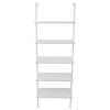 5-Shelf Wood Ladder Bookcase with Metal Frame, Industrial 5-Tier Modern Ladder Shelf Wood Shelves,White