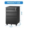3 Drawer Mobile File Cabinet with Lock,Metal Filing Cabinets for Home Office Organizer Letters/Legal/A4,Fully Assembled,Blak