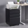 3 Drawer Mobile Locking File Cabinet, Rolling Filing Cabinet for Letter/A4 Size With 5 Wheels