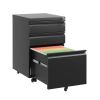 3 Drawer Mobile File Cabinet with Lock,Metal Filing Cabinets for Home Office Organizer Letters/Legal/A4,Fully Assembled,Blak
