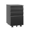 3 Drawer Mobile File Cabinet with Lock,Metal Filing Cabinets for Home Office Organizer Letters/Legal/A4,Fully Assembled,Blak
