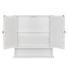Double Door Mirror Indoor Bathroom Wall Mounted Cabinet Shelf White