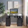 FCH 115* 55*74cm Black PB Wood 15mm Portable 1pc Door with 3pcs Drawers Computer Desk