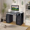 FCH 115* 55*74cm Black PB Wood 15mm Portable 1pc Door with 3pcs Drawers Computer Desk