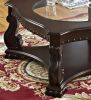 Glass Top Coffee Table Brown Base Lower Display Shelf Ornate and Sweeping Legs 1pc Formal Luxury Coffee Table