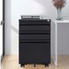 3 Drawer Mobile File Cabinet with Lock,Metal Filing Cabinets for Home Office Organizer Letters/Legal/A4,Fully Assembled,Blak