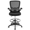 Height Adjustable Drafting Chair with Lumbar Support and Flip Up Arms