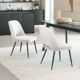 Teddy Dining Chair (Set of 2) Ivory (Color: White)