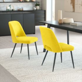 Teddy Dining Chair (Set of 2) Ivory (Color: Yellow)
