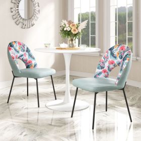 Merion Dining Chair (Set of 2) Multicolor Print & Black (Color: green)