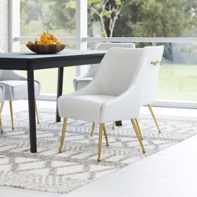 Maxine Dining Chair Gray & Gold (Color: White)