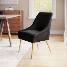 Maxine Dining Chair Gray & Gold (Color: Black)