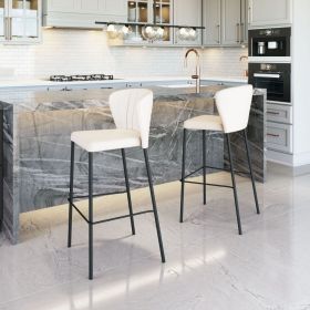 Linz Barstool (Set of 2) Gray (Color: cream)