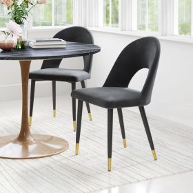 Menlo Dining Chair (Set of 2) Gray (Color: Black)