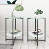 2-piece set  Tempered Glass End Table;  Round Coffee Table for Bedroom Living Room Office