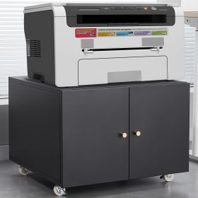 Office furniture Copier Cabinet BLACK 2 door steel copier stand mobile pedestal file Printer Stand (Color: as Pic)