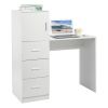 White embossed particle board with melamine H-type 104.5*49*120cm, one door and three drawers, computer desk, 2 USBs, 2 power sockets