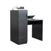 Black embossed particle board with melamine H-type 104.5*49*120cm, one door and three drawers, computer desk, 2 USBs, 2 power sockets