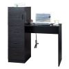 Black embossed particle board with melamine H-type 104.5*49*120cm, one door and three drawers, computer desk, 2 USBs, 2 power sockets